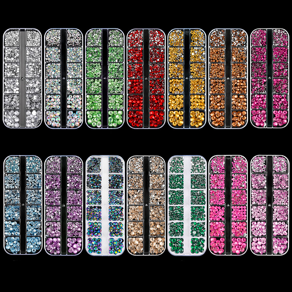 Crystal Bead Mix - 12 сеток, разные размеры, роскошные смоляные