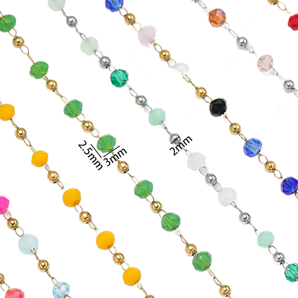 1 метр цепочки из нержавеющей  – обзор и цена Crystal Bead Mix