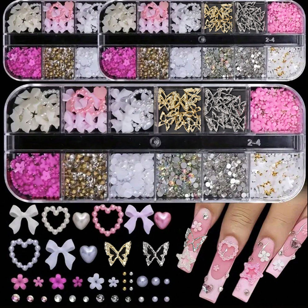 12 сеток, розовый, белый бант, – обзор и цена Crystal Bead Mix